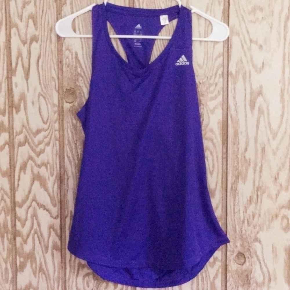 Adidas Running Twist Racerback Tank Top Women's Medium M Blue-Purple Athletic